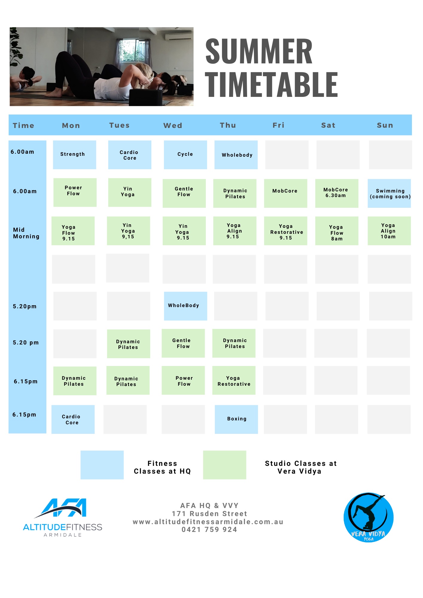 Return AFA timetable
